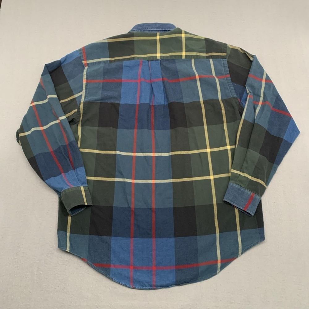 Vintage 90s Nautica Shirt Mens M Faded Rainbow Window Pane Denim Collared Button - Picture 3 of 9